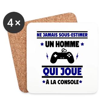 Ne sous-estimez jamais un homme gameur - Dessous de verre (lot de 4) - blanc - Devant