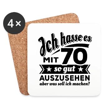 Ich hasse es mit 70 so gut auszusehen - Spruch - Untersetzer (4er-Set) - Weiß - Vorne