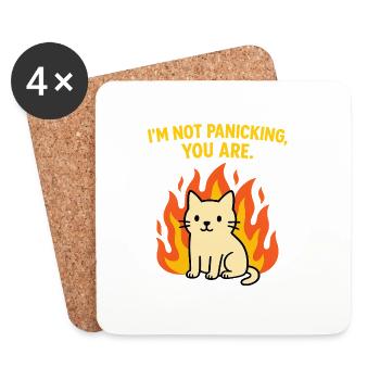 Lustige Katze im Chaos -I’m Not Panicking, You Are - Untersetzer (4er-Set) - Weiß - Vorne