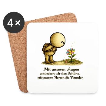 Der kleine Gedanke | Blumen Motiv - Untersetzer (4er-Set) - Weiß - Vorne