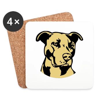 Pitbull zweifarbig - Hund Kampfhund - Untersetzer (4er-Set) - Weiß - Vorne