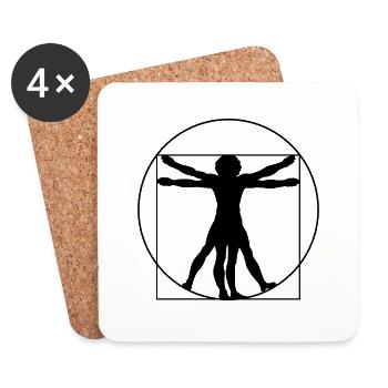 Da Vinci's Vitruvian Man - Coasters (set of 4) - white - Front