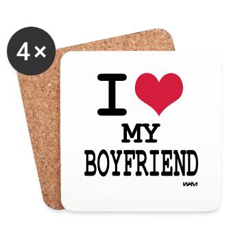 i love my boyfriend by wam - Untersetzer (4er-Set) - Weiß - Vorne