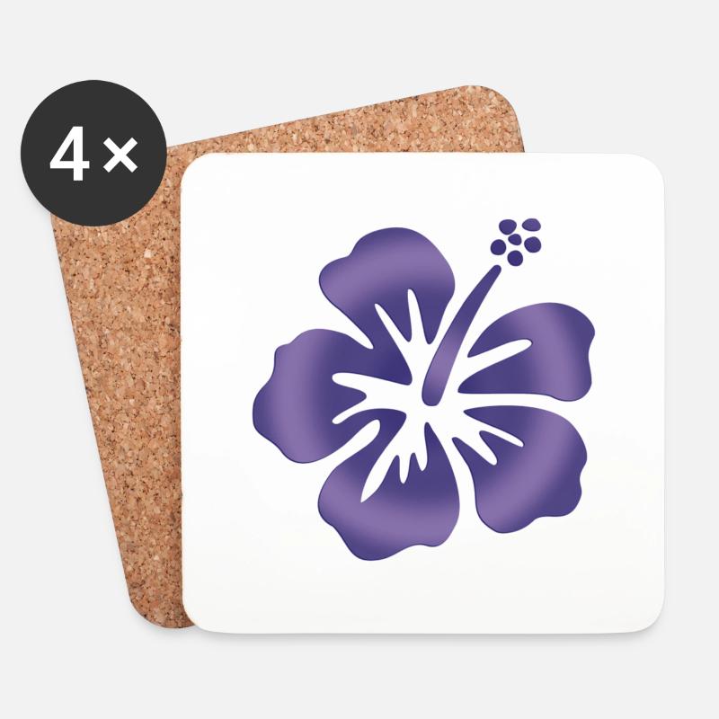 Hibiscus Blau - Untersetzer (4er-Set) - Weiß