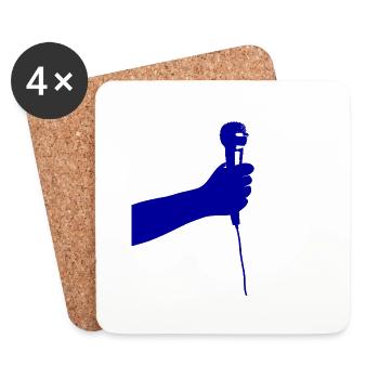 microphone (blue) - Coasters (set of 4) - white - Front