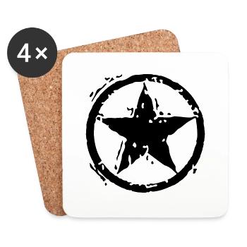 Star With Circle - Stencil - Untersetzer (4er-Set) - Weiß - Vorne