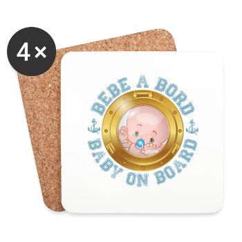 Bébé à bord - Dessous de verre (lot de 4) - blanc - Devant
