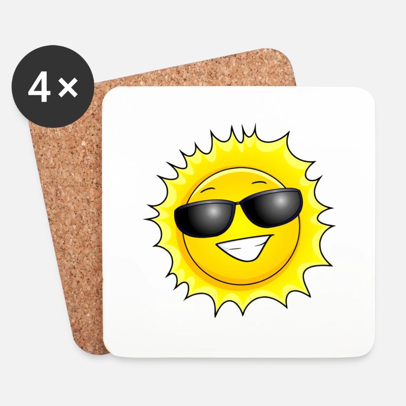 Sonne - Untersetzer (4er-Set) - Weiß