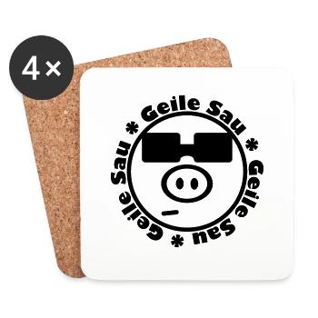 Geile Sau - Untersetzer (4er-Set) - Weiß - Vorne