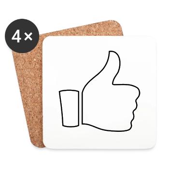 Pouce Levé - J'aime - Dessous de verre (lot de 4) - blanc - Devant