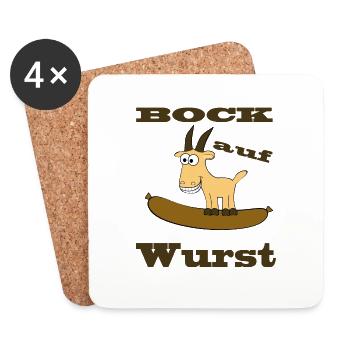 Comic Bock - Bock auf Wurst - Untersetzer (4er-Set) - Weiß - Vorne