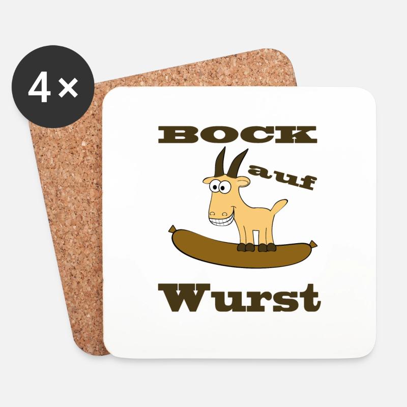 Comic Bock - Bock auf Wurst - Untersetzer (4er-Set) - Weiß