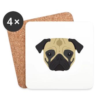 Pug - Coasters (set of 4) - white - Front