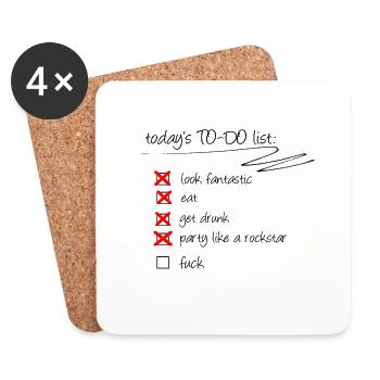 To-Do List d'aujourd'hui - Dessous de verre (lot de 4) - blanc - Devant