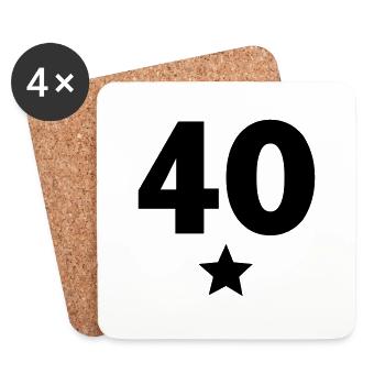 40 mit Stern / 40 with star(1c) - Untersetzer (4er-Set) - Weiß - Vorne