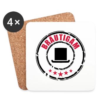 Bräutigam Stempel - Untersetzer (4er-Set) - Weiß - Vorne