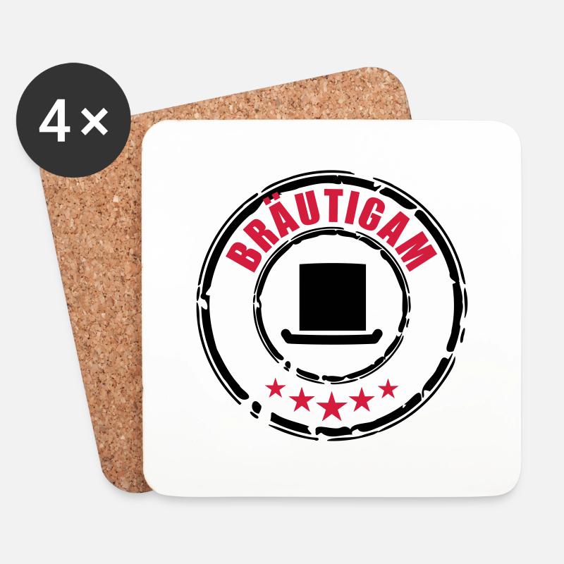Bräutigam Stempel - Untersetzer (4er-Set) - Weiß