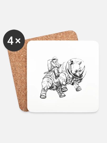 spacerhino55 - Untersetzer (4er-Set) - Weiß
