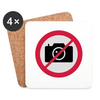 panneau de signalisation appareil photo - Dessous de verre (lot de 4) - blanc - Devant