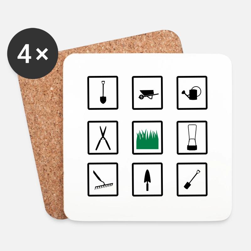 gardening icons - Untersetzer (4er-Set) - Weiß
