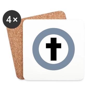 Kreis mit Kreuz / circled cross (rel, 2c) - Coasters (set of 4) - white - Front