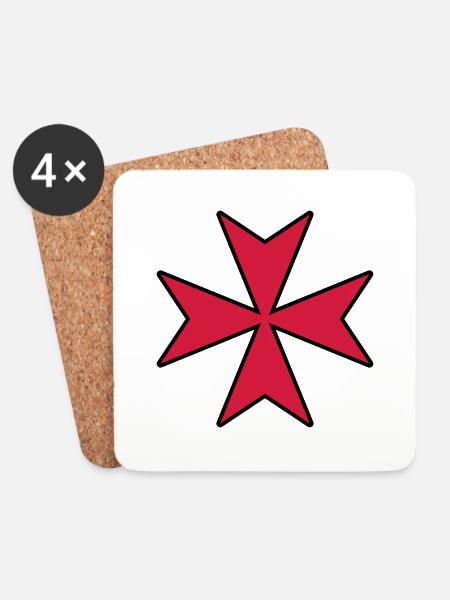 Maltese Cross - Coasters (set of 4) - white