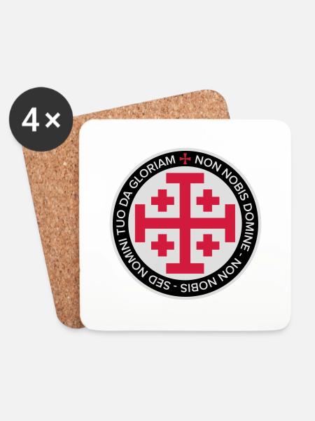 Jerusalem Crusader Cross - Coasters (set of 4) - white