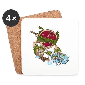 PIZZA NINJA - Coasters (set of 4) - white - Front