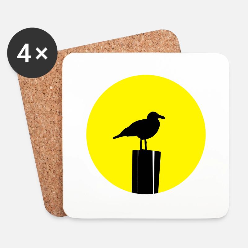 Möwe Sonne - Untersetzer (4er-Set) - Weiß
