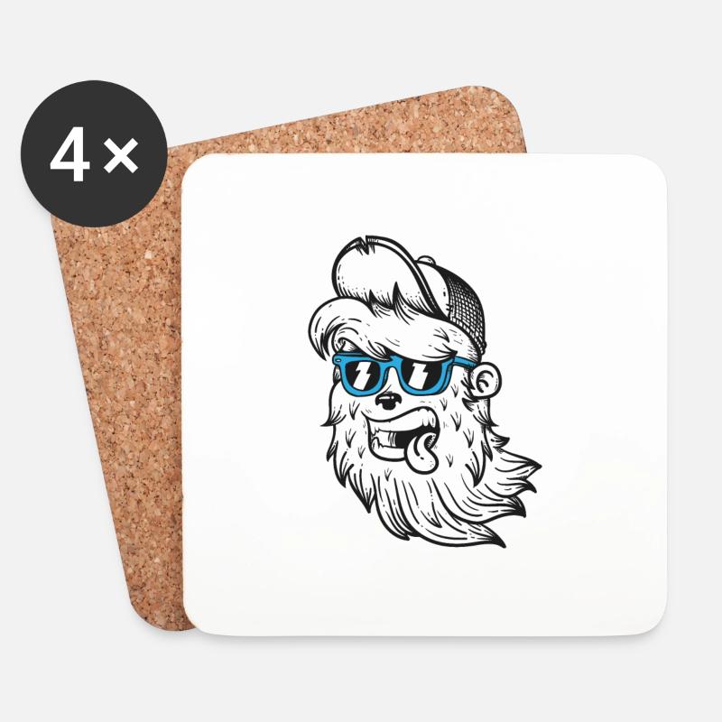 lustiger Hipster - Untersetzer (4er-Set) - Weiß