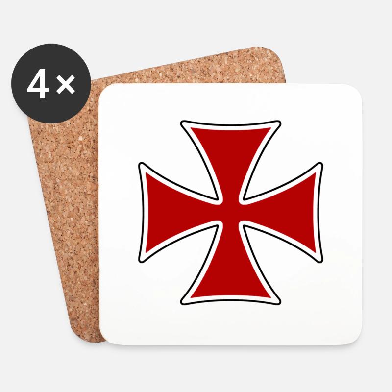 Malteserkreuz - Untersetzer (4er-Set) - Weiß