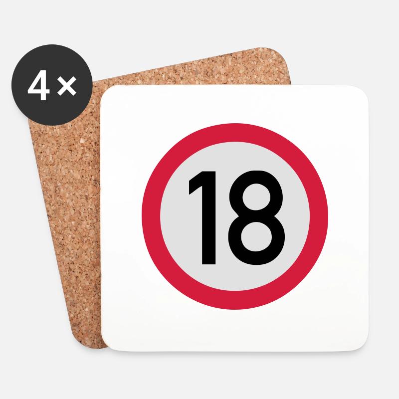 18 Verkehrsschild - Untersetzer (4er-Set) - Weiß