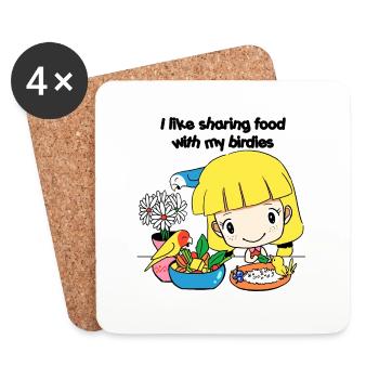 Sharing food - Coasters (set of 4) - white - Front