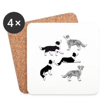 Border Collie selection - Coasters (set of 4) - white - Front