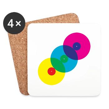 Vinyl Records (Diagonal) - Coasters (set of 4) - white - Front