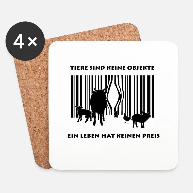 Tiere sind keine Objekte - Untersetzer (4er-Set) - Weiß