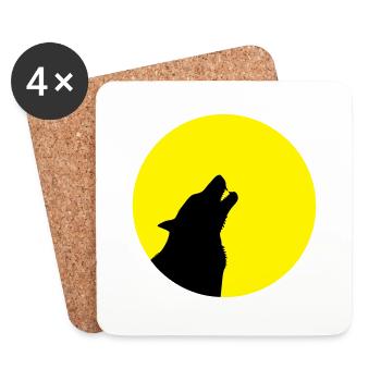 Wolf howling moon angry wolve dangerous - Coasters (set of 4) - white - Front
