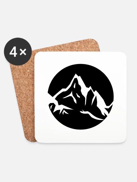 Berge Icon 1c - Untersetzer (4er-Set) - Weiß