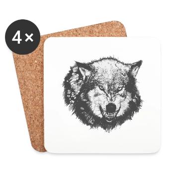 wolf - Coasters (set of 4) - white - Front