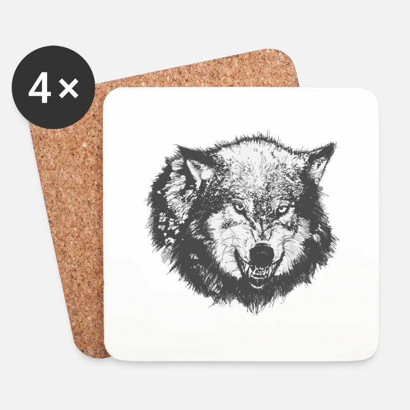 wolf - Coasters (set of 4) - white
