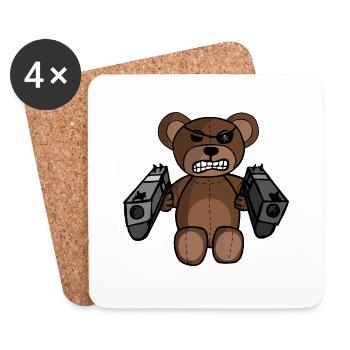 Gun Teddy - Coasters (set of 4) - white - Front