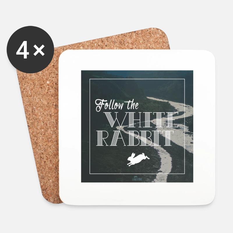 Follow the white rabbit - Untersetzer (4er-Set) - Weiß