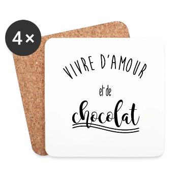 Vivre d'amour / chocolat - Dessous de verre (lot de 4) - blanc - Devant