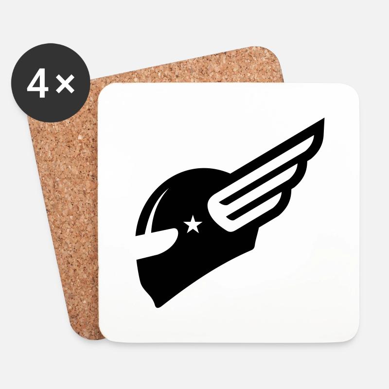 SCHWARZER MOTORRADHELM MIT FLÜGEL, GHOST RIDER - Untersetzer (4er-Set) - Weiß