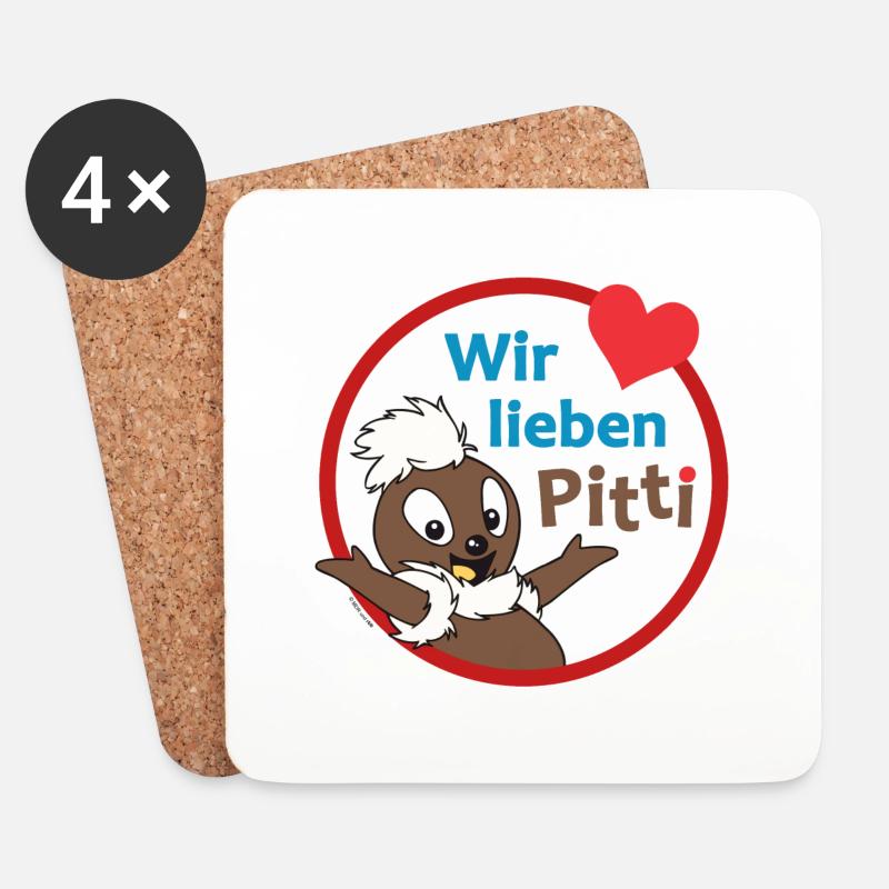 Pittiplatsch Wir lieben Pitti - Untersetzer (4er-Set) - Weiß