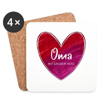 Oma mit großem Herz - Untersetzer (4er-Set) - Weiß - Vorne
