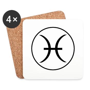 FISH ZODIAC SIGN! - Coasters (set of 4) - white - Front