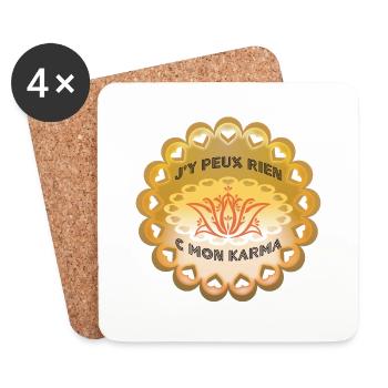 Débardeur bio femme J'y peux rien C mon karma - Dessous de verre (lot de 4) - blanc - Devant
