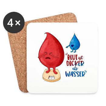 Blut ist dicker als Wasser lustig - Untersetzer (4er-Set) - Weiß - Vorne