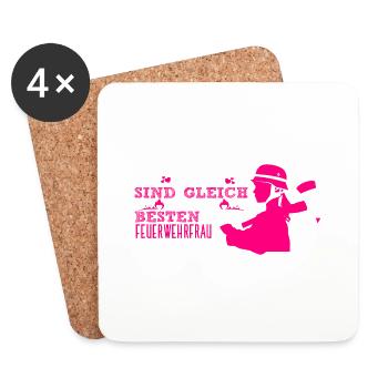 FEUERWEHRFRAU hotpink - Untersetzer (4er-Set) - Weiß - Vorne